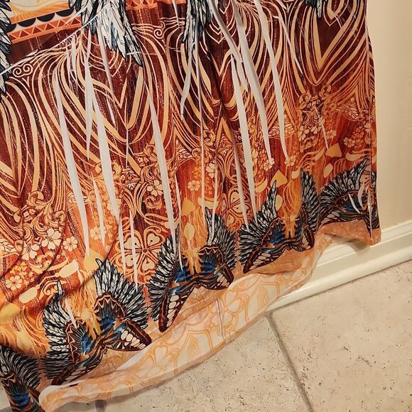 Live & Let Live Orange Embellished Flutter Sleeves Top w/ Butterflies Size L - Picture 3 of 7